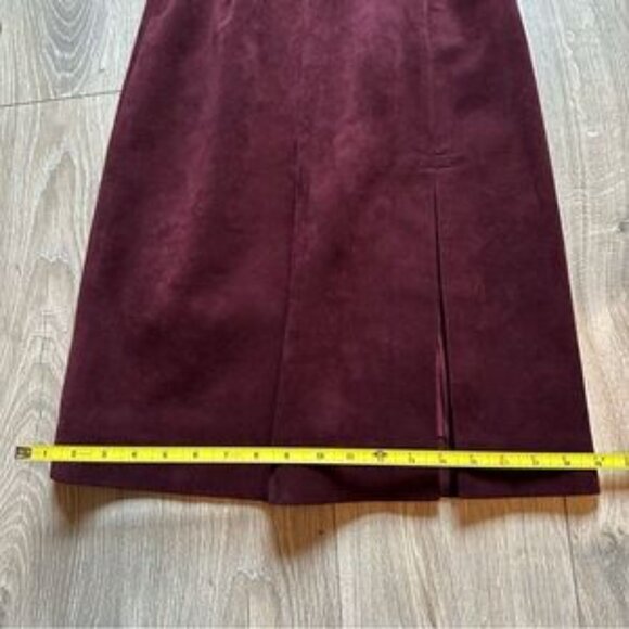 Old Money Suede Burgundy Pencil Skirt - Picture 4 of 5